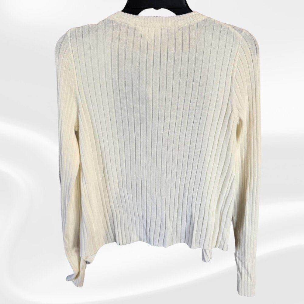 ODDI Cream Ribbed Button Front Cardigan NWT Small - Picture 7 of 11